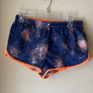 Nike Galaxy Print Navy and Orange Athletic Shorts Size Small